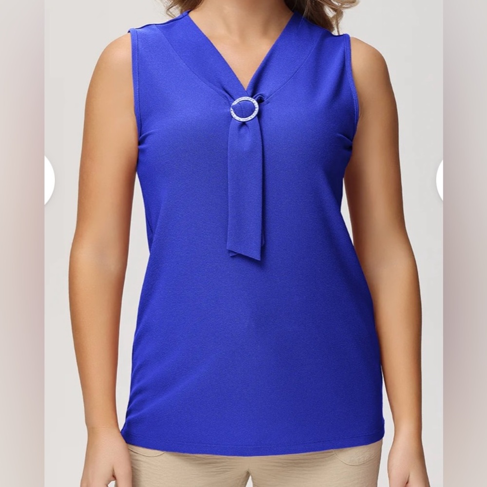 89th & Madison NWT Embellished Elegant Electric Blue Sleeveless Business Casual